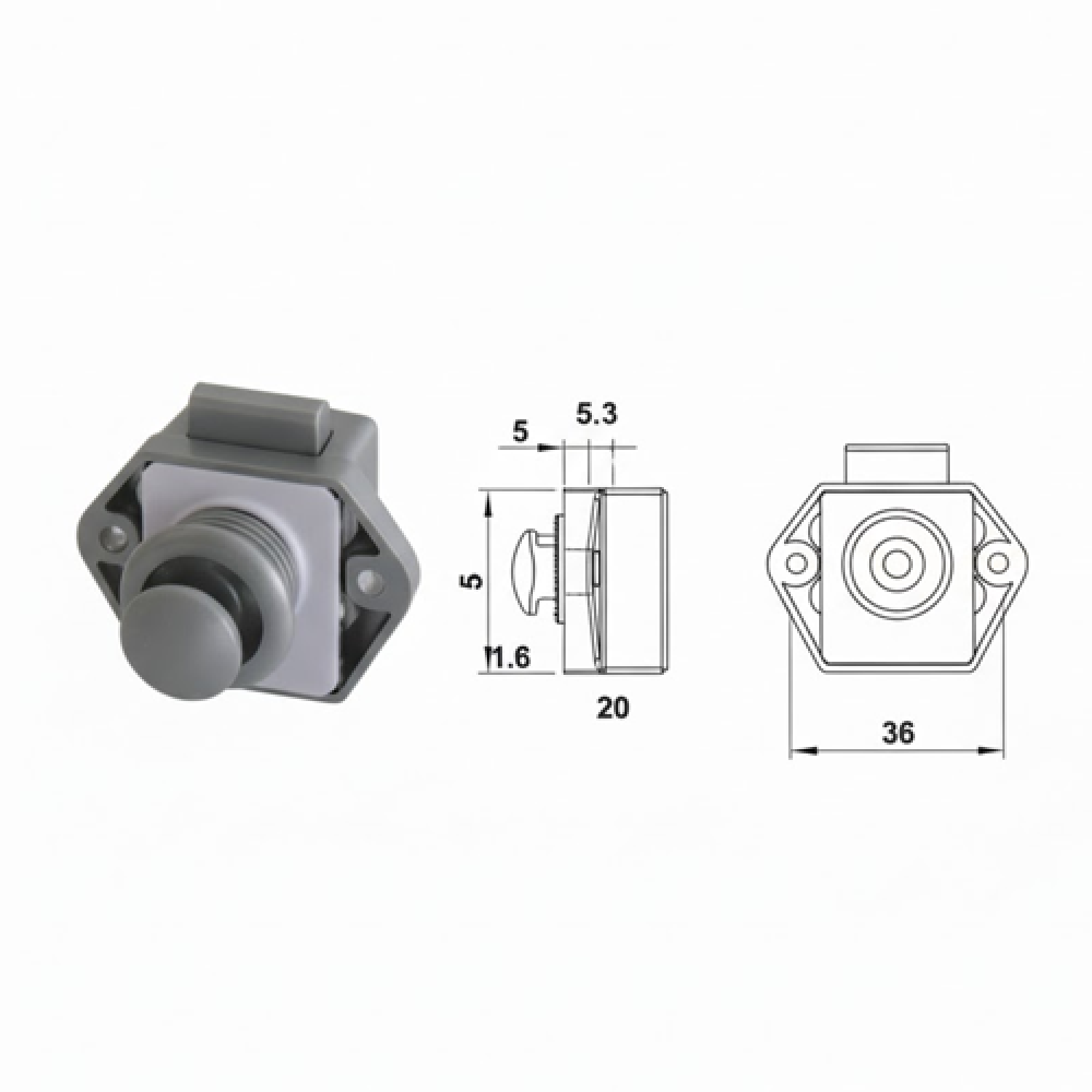 BASMALI DOLAP KİLİDİ 20MM GRİ